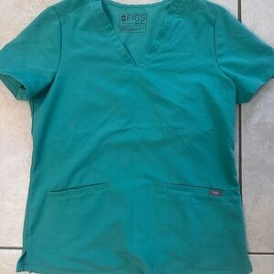 FIGS Women's Teal V-Neck Scrub Top - Solid Teal